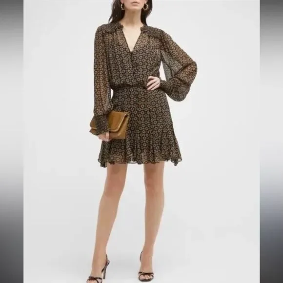 NWT VERONICA BEARD Sacchi printed chiffon mini dress Size 0